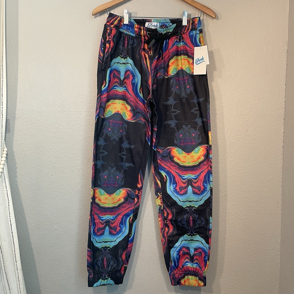 NWT Fresh Prints of Bel Air Psychedelic Swirl Jogger Pants Small MultiColor New